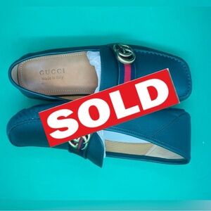 AUTHENTIC GUCCI LEATHER DRIVER WITH WEB DARK GREEN LEATHER